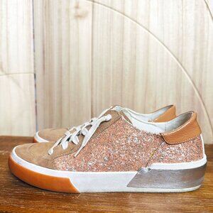 Dolce Vita Zole Metallic Glitter Suede Leather Sneakers Women's 7 Fall Casual